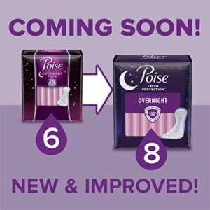 Poise Overnight Incontinence Pads for Women, Ultimate Absorbency, 72 Count (2 Packs of 36) (Packaging May Vary)