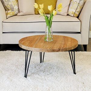 WELLAND Rustic Round Old Elm Wooden Coffee Table