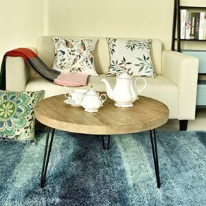 WELLAND Rustic Round Old Elm Wooden Coffee Table