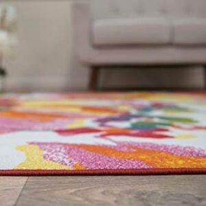 Modern Bright Flowers Non-Slip (Non-Skid) Area Rug 8 x 10 (7' 10" x 10') Multi