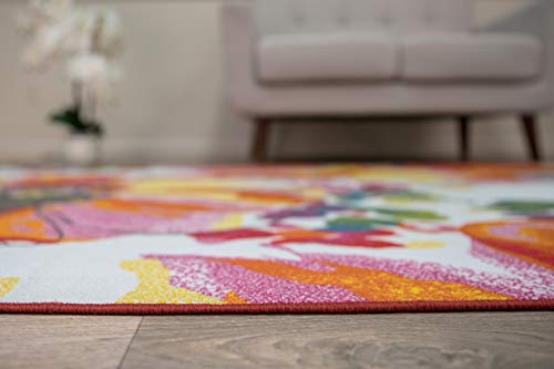 Modern Bright Flowers Non-Slip (Non-Skid) Area Rug 8 x 10 (7' 10" x 10') Multi