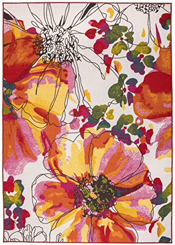 Modern Bright Flowers Non-Slip (Non-Skid) Area Rug 8 x 10 (7' 10" x 10') Multi