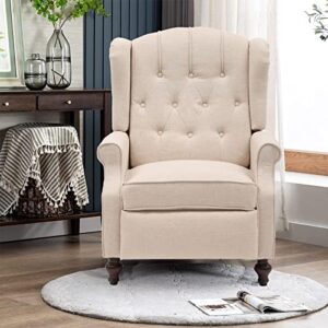 SAMERY Recliner Chair with Massage & Heating- Modern Accent Chair Upholstered Armchair Fabric Single Sofa Lounge Reading Club Chair with Tufted Wingback for Small Spaces Bedroom Living Room