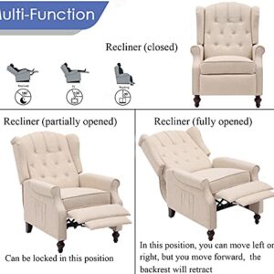 SAMERY Recliner Chair with Massage & Heating- Modern Accent Chair Upholstered Armchair Fabric Single Sofa Lounge Reading Club Chair with Tufted Wingback for Small Spaces Bedroom Living Room