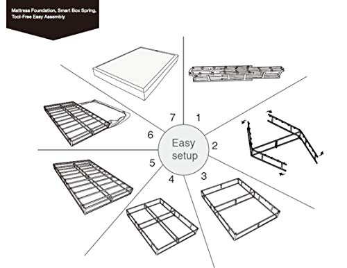 Amazon Basics Smart Box Spring Bed Base, 9-Inch Mattress Foundation - Queen Size, Tool-Free Easy Assembly