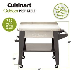 Cuisinart CPT-194 Outdoor Stainless Steel Grill Prep Table, Silver and Black