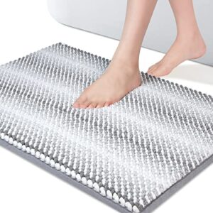 abilliongo bath mat, gray bath rug for bathroom non slip bathroom rug machine washable plush water absorbent bathroom mat rugs(20″×32″)