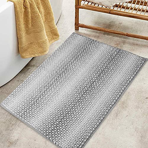 Abilliongo Bath Mat, Gray Bath Rug for Bathroom Non Slip Bathroom Rug Machine Washable Plush Water Absorbent Bathroom Mat Rugs(20"×32")