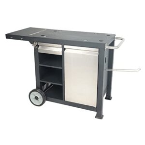razor ggc2228mc universal rolling prep cart with multi-layer shelves and storage drawer for 29″ portable outdoor griddle and grills, black