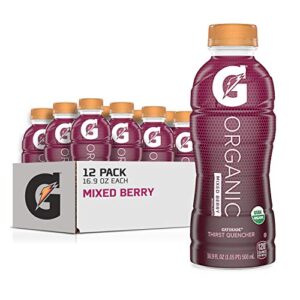 g organic, mixed berry, gatorade sports drink, usda certified organic, 16.9 oz. bottle (pack of 12)