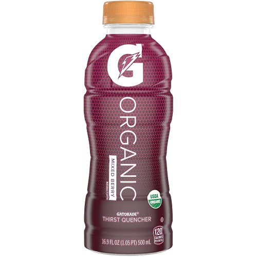 G Organic, Mixed Berry, Gatorade Sports Drink, USDA Certified Organic, 16.9 oz. Bottle (Pack of 12)