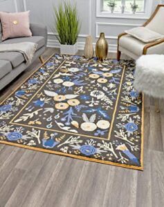 rugs america onyx & blue gardenias transitional rug gardenia golden night va30b 8’0″x10’0″ area rug