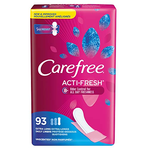 Carefree Acti-Fresh Thin Panty Liners, Extra Long, 93 Count (Pack of 1)