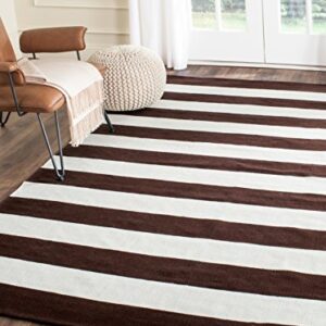 SAFAVIEH Montauk Collection 5' x 8' Chocolate/Ivory MTK712P Handmade Flatweave Boho Farmhouse Cotton Stripe Living Room Dining Bedroom Area Rug