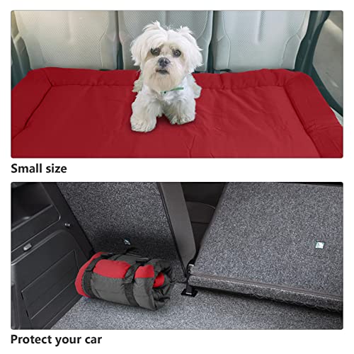 AnberCare Roll Up Foldable Packable Dog Bed Indoor Outdoor Pet Mat Washable Waterproof Travel Dog Mat with Anti-Slip Design 36 x 24 Inch Mat for Small Medium Large Pet Red