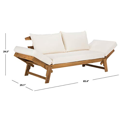 Safavieh PAT6745B Outdoor Collection Tandra Teak Modern Contemporary Daybed Day Bed, Natural/Beige