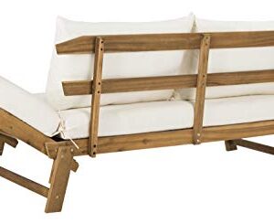 Safavieh PAT6745B Outdoor Collection Tandra Teak Modern Contemporary Daybed Day Bed, Natural/Beige