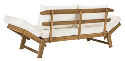 Safavieh PAT6745B Outdoor Collection Tandra Teak Modern Contemporary Daybed Day Bed, Natural/Beige