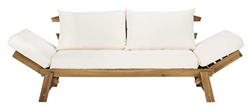 Safavieh PAT6745B Outdoor Collection Tandra Teak Modern Contemporary Daybed Day Bed, Natural/Beige