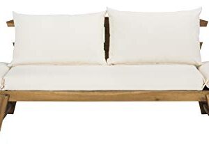 Safavieh PAT6745B Outdoor Collection Tandra Teak Modern Contemporary Daybed Day Bed, Natural/Beige