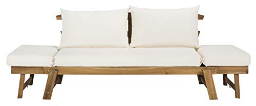 Safavieh PAT6745B Outdoor Collection Tandra Teak Modern Contemporary Daybed Day Bed, Natural/Beige