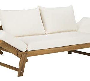 Safavieh PAT6745B Outdoor Collection Tandra Teak Modern Contemporary Daybed Day Bed, Natural/Beige