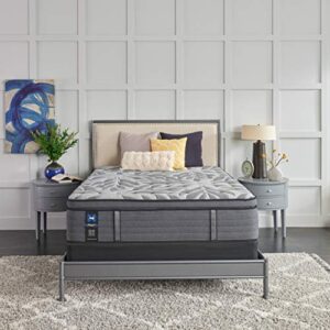 sealy posturepedic plus, euro pillow top 14 plush soft mattress with surface-guard and 5-inch foundation, queen, grey