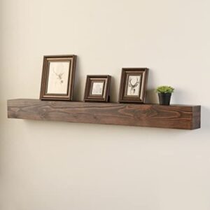 WELLAND 60 - Inch Fireplace Mantel Shelf, Real Wood Floating Wall Shelf, Walnut Color, Pinewood