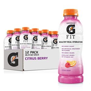 gatorade fit electrolyte beverage, healthy real hydration, citrus berry, 16.9.oz bottles (12 pack)