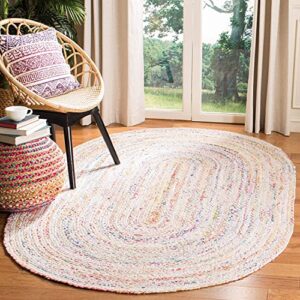 agro richer rug white chindi cotton multi oval shape area rug hand braided multicolored home living room floor carpet living room farmhouse carpet rag rug (90 x 300 cm (3×10 feet))
