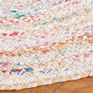 Agro Richer Rug White Chindi Cotton Multi Oval Shape Area Rug Hand Braided Multicolored Home Living Room Floor Carpet Living Room Farmhouse Carpet Rag Rug (90 x 300 Cm (3x10 Feet))