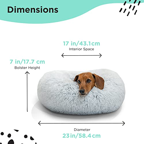 Best Friends by Sheri The Original Calming Donut Cat and Dog Bed in Shag Fur Frost, Small 23x23