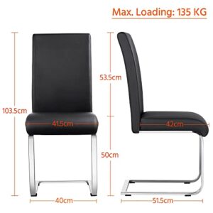 Yaheetech 6PCS Dining Chairs Armless Chairs Side Chairs Leather Seat and Metal Legs with High Back for Kitchen/Living Room/Leisure, Black