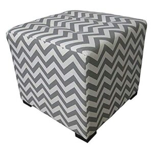 sole designs zig zag design merton collection grey finish button tufted upholstered square ottoman
