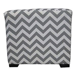 Sole Designs Zig Zag Design Merton Collection Grey Finish Button Tufted Upholstered Square Ottoman