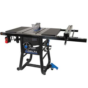 delta 36-5000t2 contractor table saw with 30″ rip capacity and steel extension wings