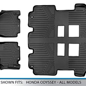 MAX LINER Custom Fit Floor Mats 3 Row Liner Set Black A0103/B0103 for 2011-2017 Honda Odyssey