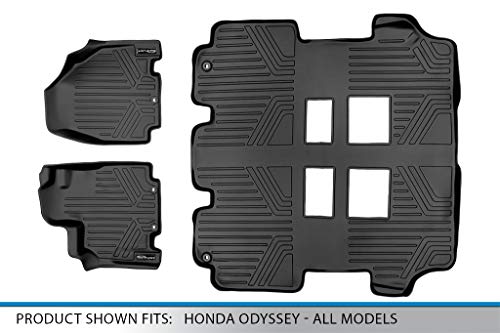 MAX LINER Custom Fit Floor Mats 3 Row Liner Set Black A0103/B0103 for 2011-2017 Honda Odyssey