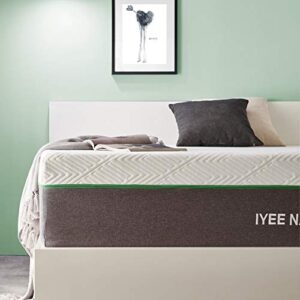 iyee nature king size mattress, 14 inch cooling-gel memory foam mattress bed in a box, 80”*76”*14”, certipur-us certified, medium firm, grey – king