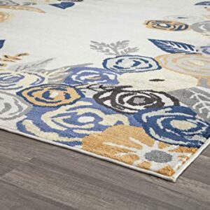 Rugs America Ivory & Multi Blooms Transitional Rug Royal Blossom Golden Ivory VA35D 5'0"X7'0" Area Rug