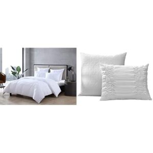 city scene – triple diamond collection – 3-piece king comforter set + matching deco pillows, white