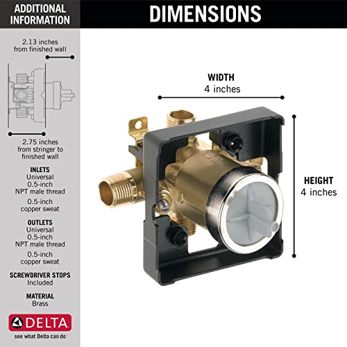 Delta Faucet R10000-UNWS MultiChoice Universal Tub and Shower Valve Body for Tub Faucet Trim Kits (with Screwdriver Stops)