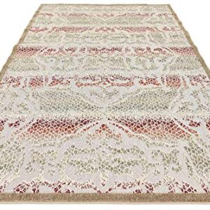 Unique Loom Modern Collection Distressed, High-Low Pile, Abstract, Vintage, Indoor and Outdoor Area Rug, 6 ft x 9 ft, Beige/Light Brown