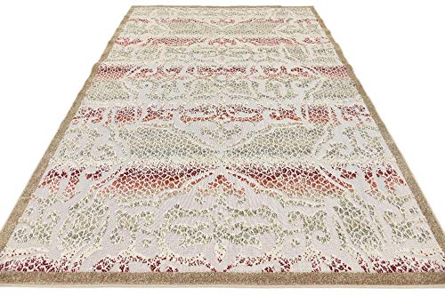 Unique Loom Modern Collection Distressed, High-Low Pile, Abstract, Vintage, Indoor and Outdoor Area Rug, 6 ft x 9 ft, Beige/Light Brown