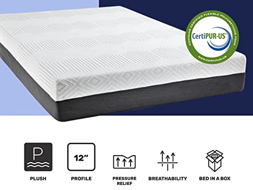 Sleepy's by Mattress Firm | Memory Foam Curve Mattress | Queen Size | 12" Plush | Pressure Relief | Moisture Wicking Breathable | Adjustable Base Friendly