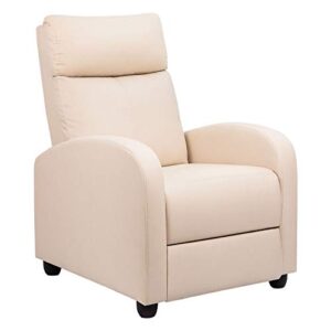 tuoze recliner chair modern pu leather recliners chair adjustable home theater seating with sofa padded cushion (beige)
