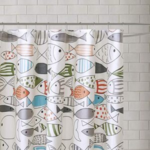 HipStyle - Sardinia - Modern Multi-color Fish - Cotton Printed - Designer Shower Curtain - 72" x 72" - Machine Washable