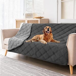 sunnytex waterproof & reversible dog bed cover pet blanket sofa, couch cover mattress protector furniture protector for dog, pet, cat(52″*82″,dark grey/grey)