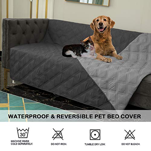 SUNNYTEX Waterproof & Reversible Dog Bed Cover Pet Blanket Sofa, Couch Cover Mattress Protector Furniture Protector for Dog, Pet, Cat(52"*82",Dark Grey/Grey)