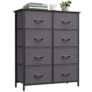 lifewit dresser for bedroom, chest of drawers with 8 fabric dressers, storage tower bins units for closet, living room, hallway, dormitory, office organization, steel frame&wood top, dark grey